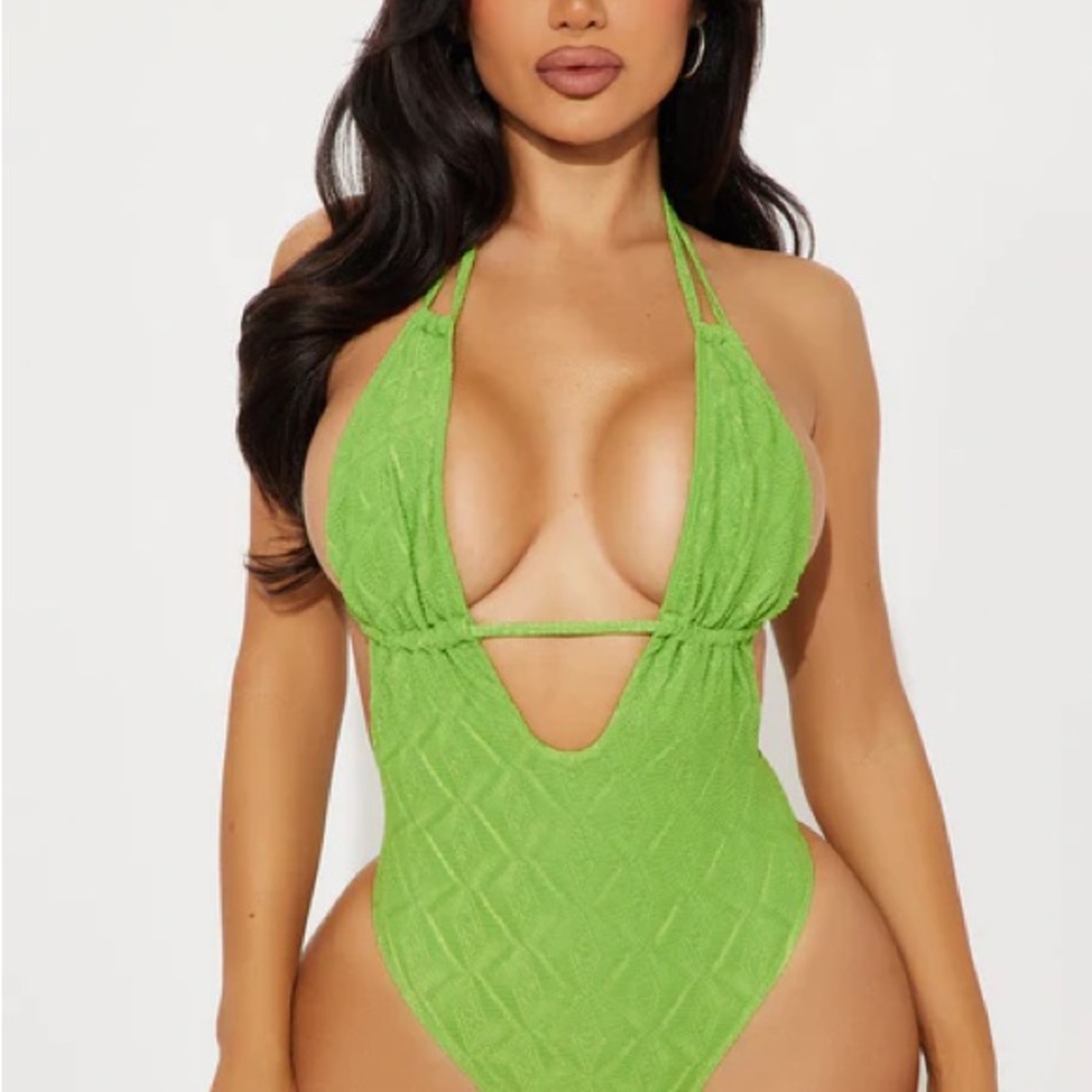 Green Halter One-Piece Swimsuit